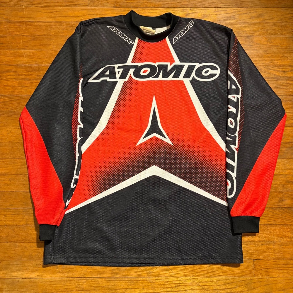 Atomic Motocross Jersey XL Black Red White Long Sleeve Mesh Made in Canada MX